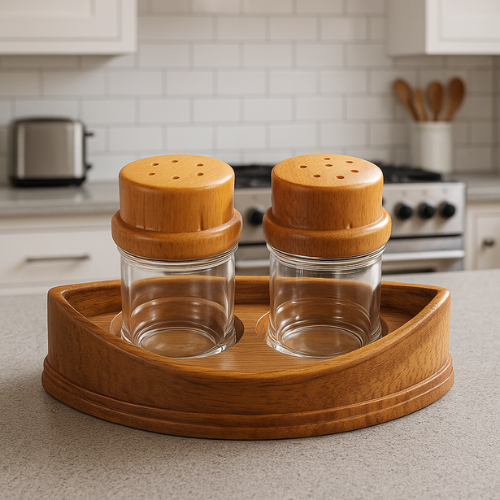 WELLMORA Dispenser for Kitchen, Salt and Pepper Sprinkler, Two Dispenser with Tray, BPA Free Plastic ARTICLE NO HKSPCWD2M