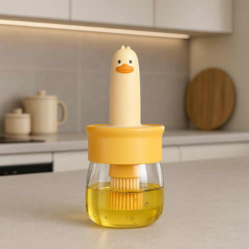 WELLMORA Premium Cooking Oil Dispenser Bottle with Silicone Brush 200ML |Oil Bottle for Kitchen Leak-proof Transparent Jar for Cooking, Baking, Grilling & BBQ|Versatile Oil Container with Brush ARTICLE NO HKODTPOBWD2M