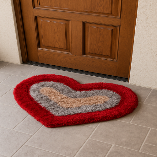 TINYSHADES Polyester Feather Heart Shape Doormats for Home ARTICLE NO HFTSDMD4M