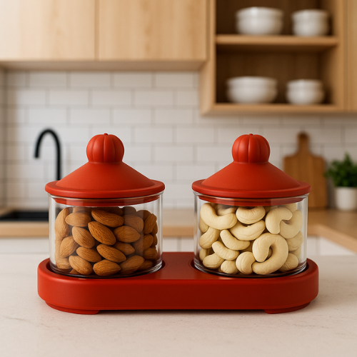 WELLMORA Dry Fruit Container Tray Set with Lid & Serving Tray, DryFruit Box Set with Serving Tray for Serving Sweets, Chips, Cookies Other Snacks ARTICLE NO HKWMDFBMD3M