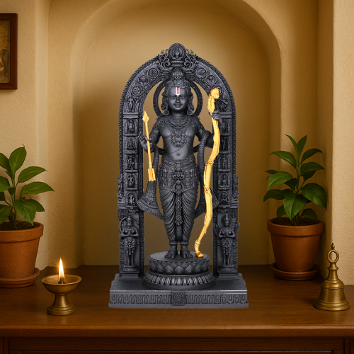 SPRINKLES 3D Ram Lalla Murti- Ayodhya Mandir Shree Ram Lalla Idol Showpiece for Home Décor I House Mandir, Decoration & Temple (Black & Golden) ARTICLE NO GDLKSJISD2M