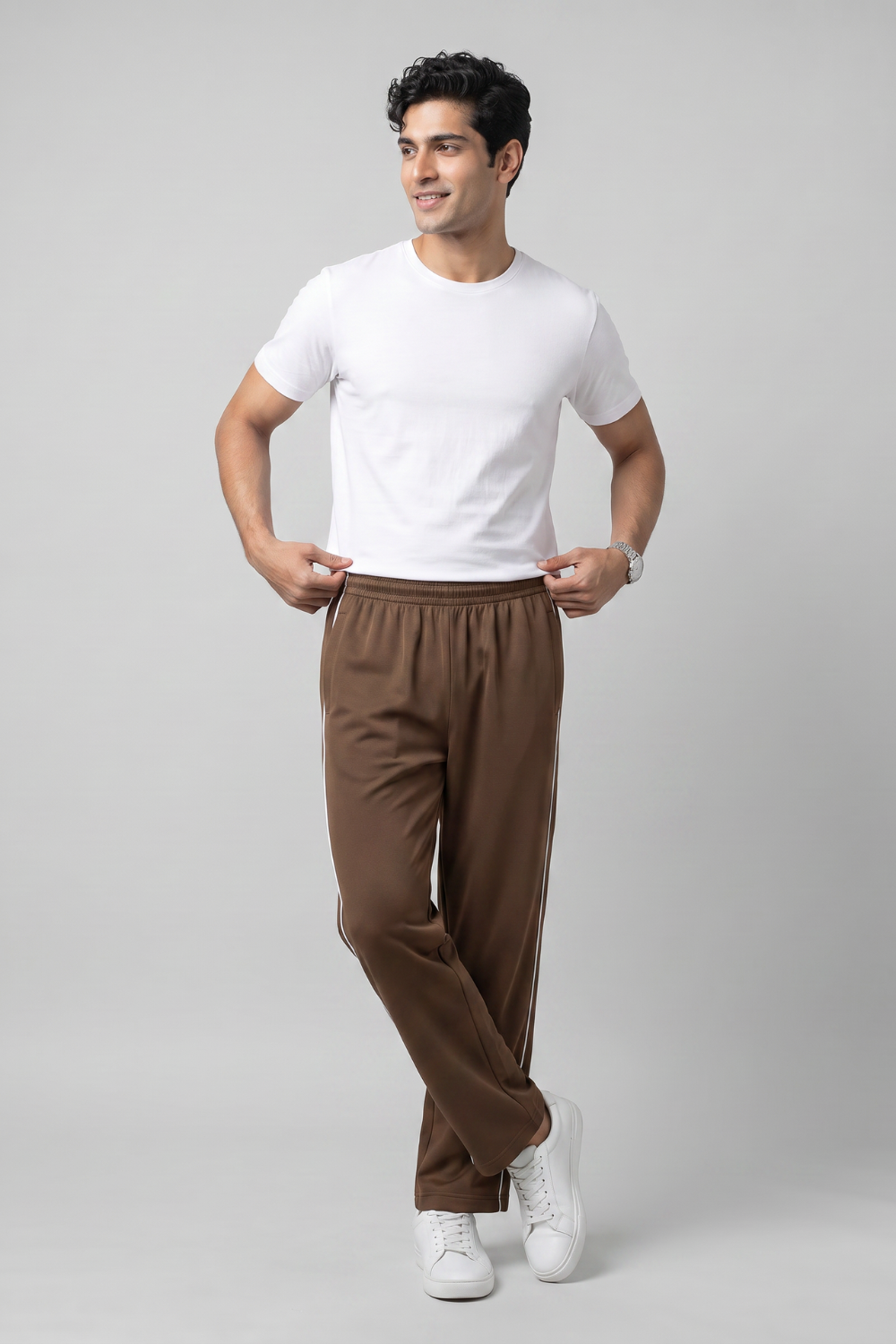 MOON FLY MEN COFFEE BROWN ATHLETIC TRACK PANTS | REGULAR FIT | SOFT FABRIC | GYM, RUNNING & WALKING (Copy)