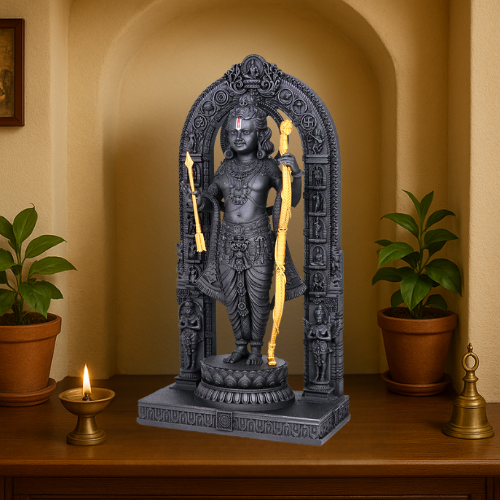 SPRINKLES 3D Ram Lalla Murti- Ayodhya Mandir Shree Ram Lalla Idol Showpiece for Home Décor I House Mandir, Decoration & Temple (Black & Golden) ARTICLE NO GDLKSJISD2M