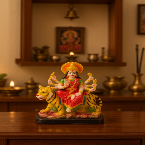 SPRINKLES Polyresin Sherawali Durga MATA Vaihno Devi Murti Statue Idol for Home Pooja Room Gifted Piece Office Decor Idol 6 Inches ARTICLE NO GDLKSJISD3M