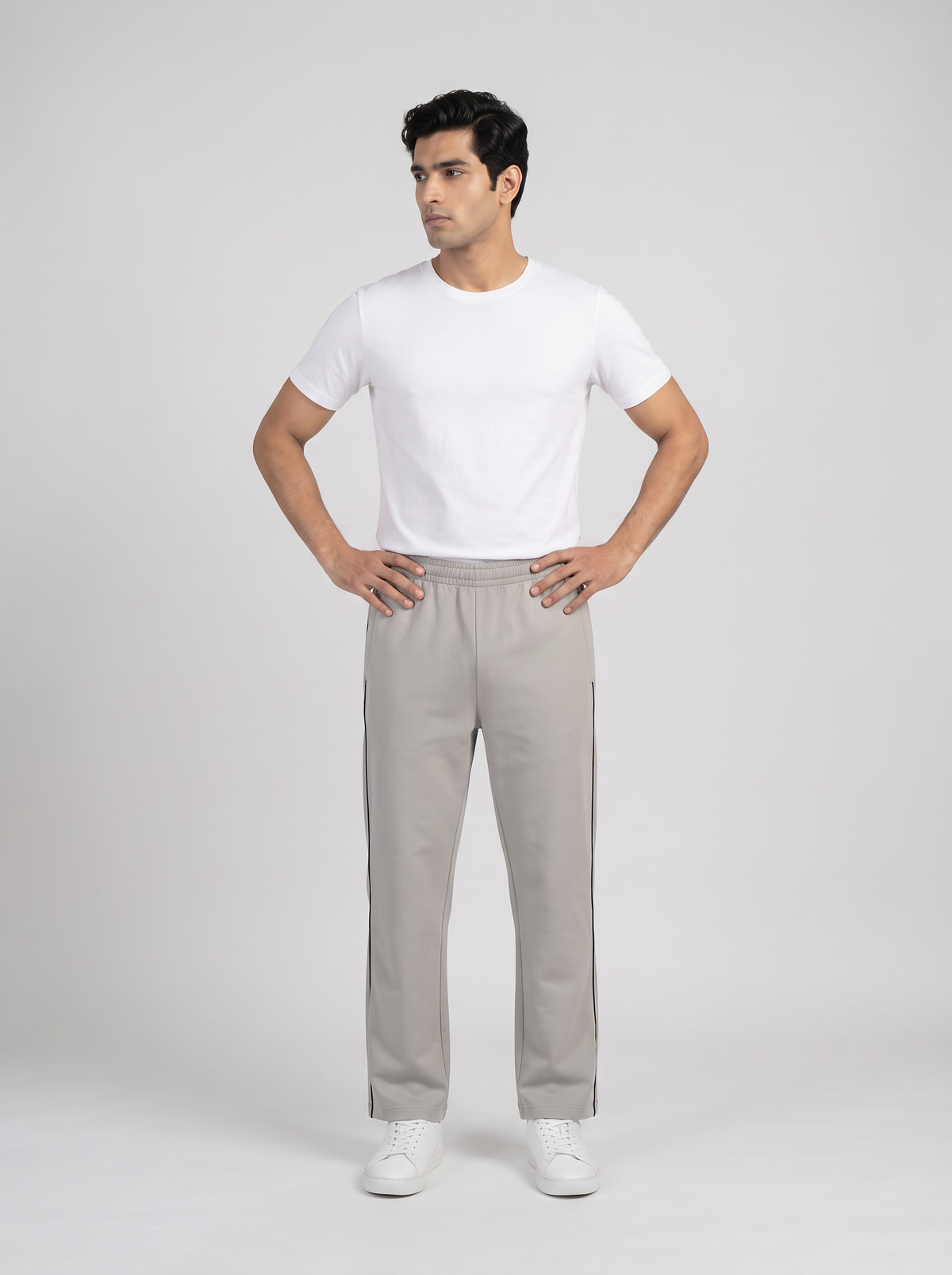 MOON FLY MEN SILVER ATHLETIC TRACK PANTS | REGULAR FIT | SOFT FABRIC | GYM, RUNNING & WALKING