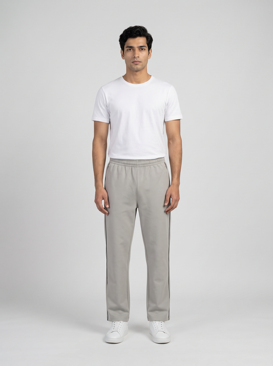 MOON FLY MEN SILVER ATHLETIC TRACK PANTS | REGULAR FIT | SOFT FABRIC | GYM, RUNNING & WALKING