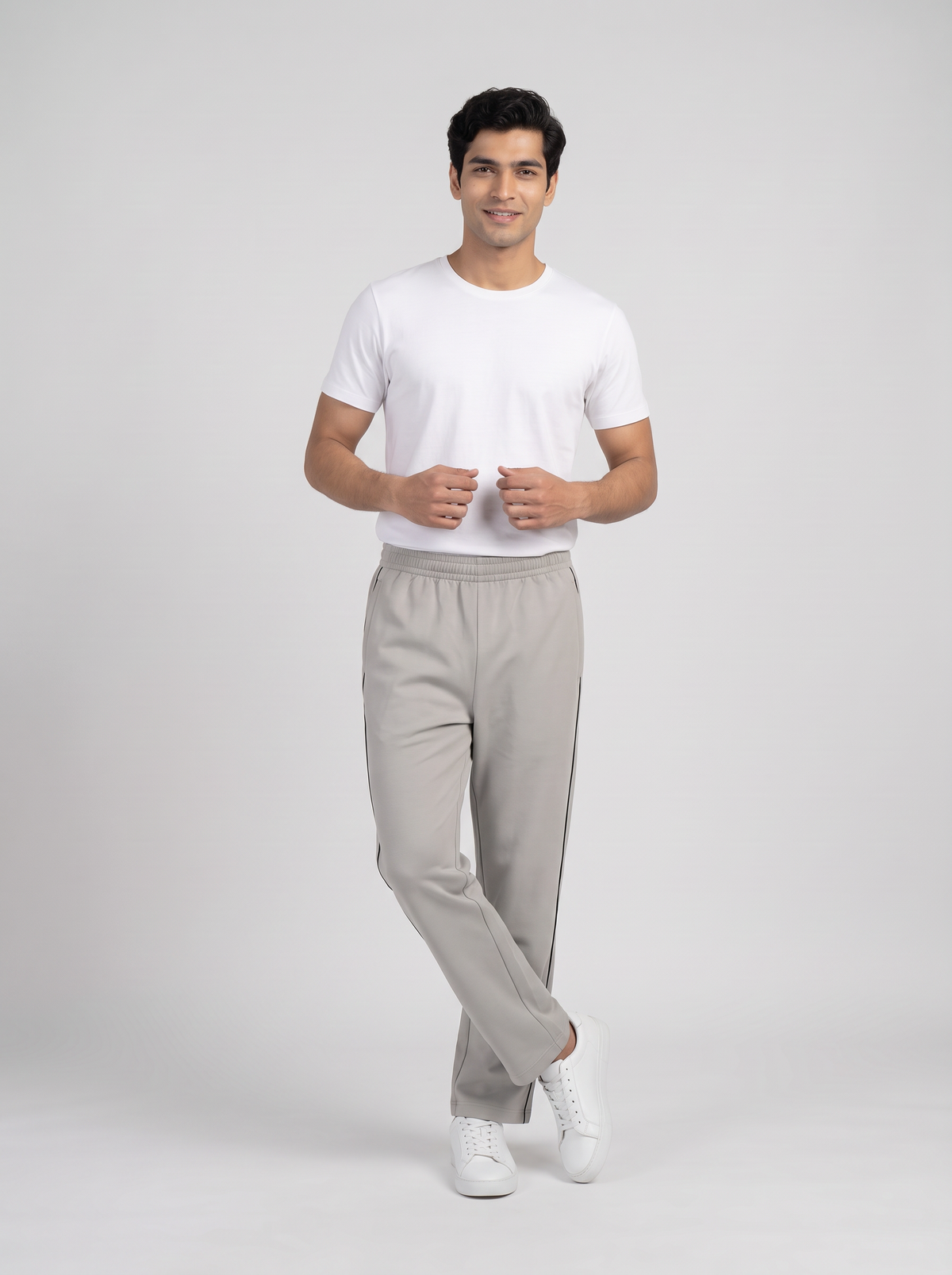 MOON FLY MEN SILVER ATHLETIC TRACK PANTS | REGULAR FIT | SOFT FABRIC | GYM, RUNNING & WALKING