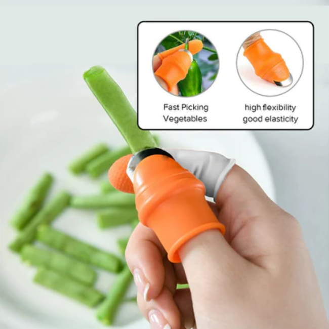 WELLMORA 1 PAIR V THUMB CUTTER WITH BOX USED IN ALL KINDS OF HOUSEHOLD AND OFFICIAL KITCHEN PURPOSES FOR PEELING AND CUTTING OF VARIOUS TYPES OF VEGETABLES AND FRUITS ETC ARTICLE NO HKPCVFWD1M