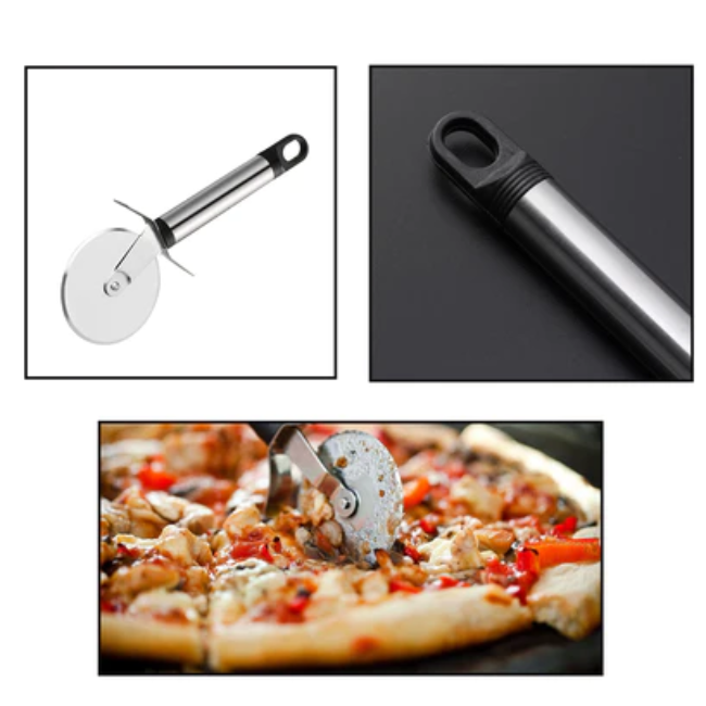 WELLMORA STAINLESS STEEL PIZZA CUTTER, PASTRY CAKE SLICER, SHARP, WHEEL TYPE ARTICLE NO HKSSPCWTWD1M