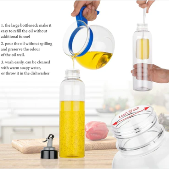 WELLMORA OIL DISPENSER TRANSPARENT PLASTIC OIL BOTTLE | 1 LITER ARTICLE NO HKODTPOBWD1M