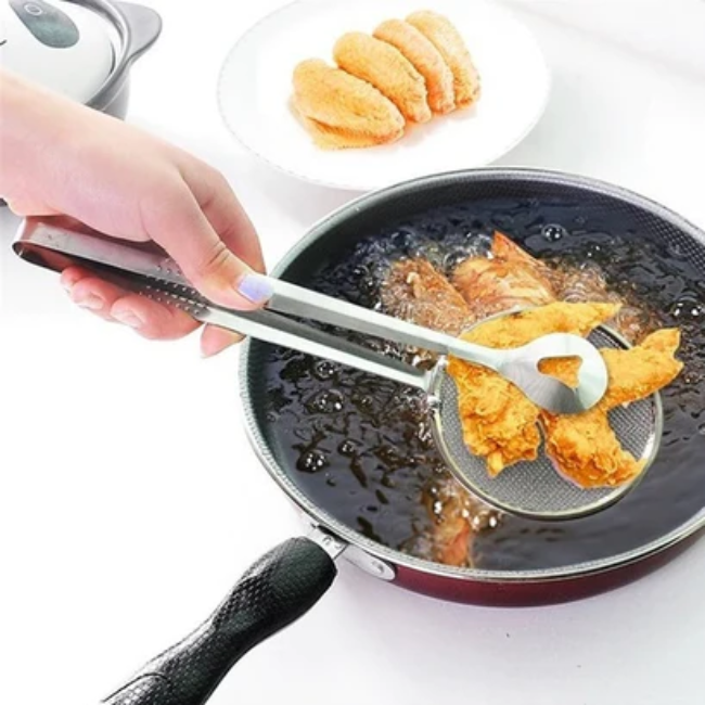 WELLMORA 2IN1 STAINLESS STEEL FILTER SPOON WITH CLIP FOOD KITCHEN OIL-FRYING MULTI-FUNCTIONAL ARTICLE NO HKSSFSWCFWD1M