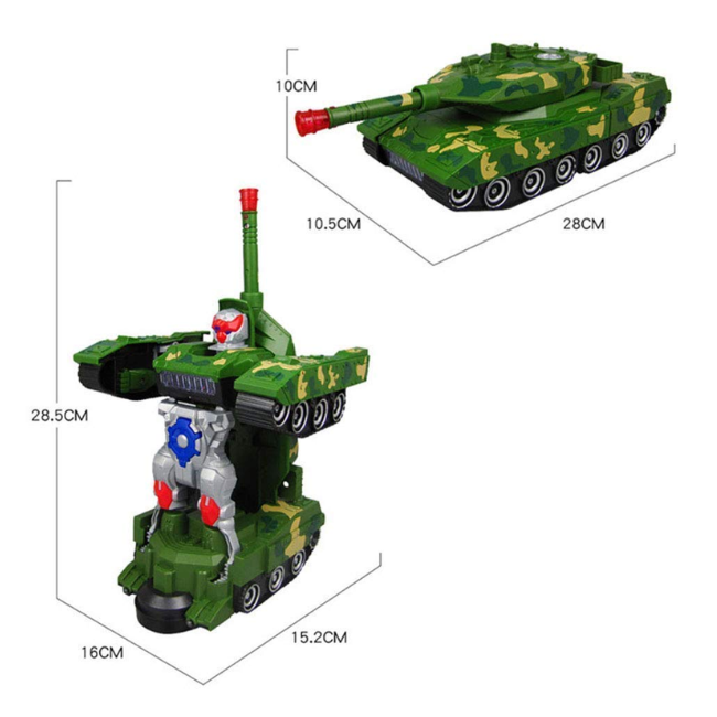 SOLO CITY Kids Military Fighter Automatic Deformation Tank Combat 2-in-1 Tank to Robot Toy with Light, Military Sound and Bump Function ARTICLE NO TYTRSBFD1M