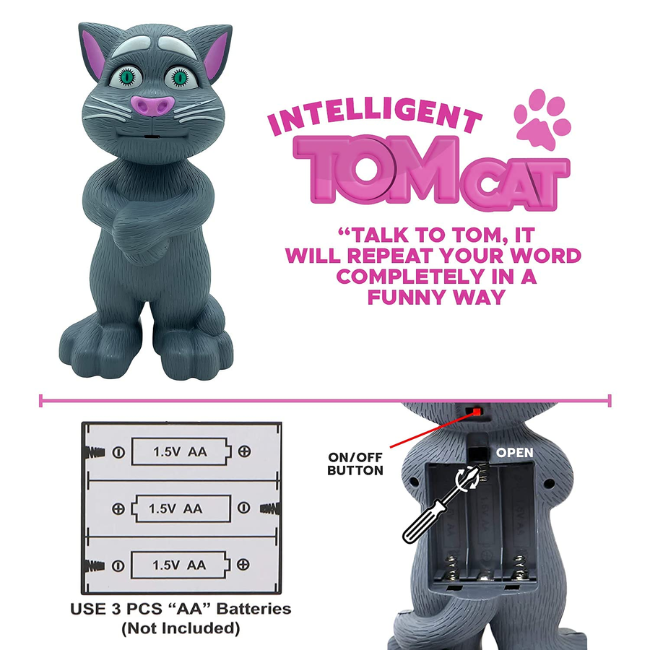 SOLO CITY Intelligent Talking Tom Cat, Speaking Robot Cat Repeats What You Say, Touch Recording Rhymes and Songs, Musical Cat ARTICLE NO TYMCTRSD1M