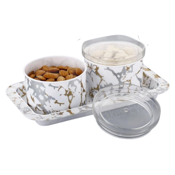 WELLMORA Dry Fruit Container Tray Set with Lid & Serving Tray, DryFruit Box Set with Serving Tray for Serving Sweets, Chips, Cookies Other Snacks ARTICLE NO HKWMDFBMD1M