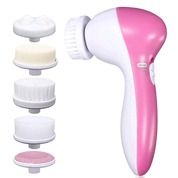 AIROTRON 5 in 1 Face Facial Exfoliator Electric Massage Machine Care & Cleansing Cleanser Massager Kit For Smoothing Body Beauty Skin Cleaner facial massager machine for face ARTICLE NO HTEFMD1M