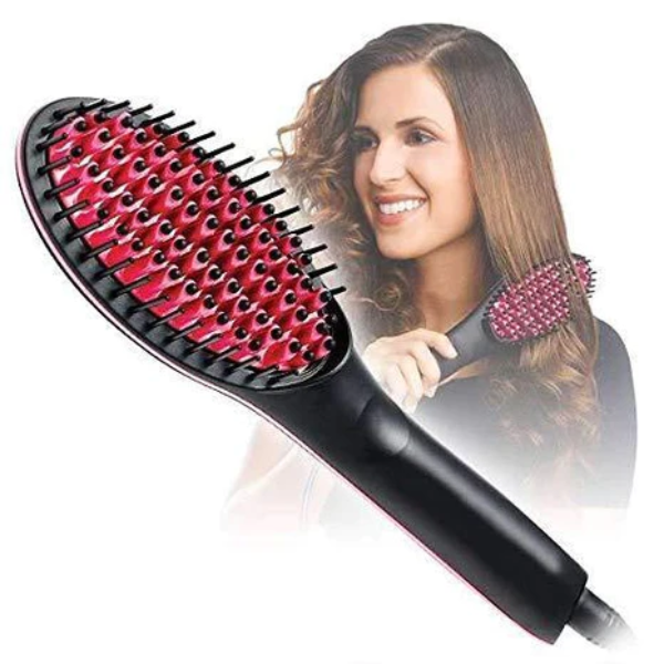 AIROTRON Electric Comb Brush Nano Straightening LCD Screen Temperature Control Ceramic Heating Detangling Hair Brush for women ARTICLE NO HTCHSED1M