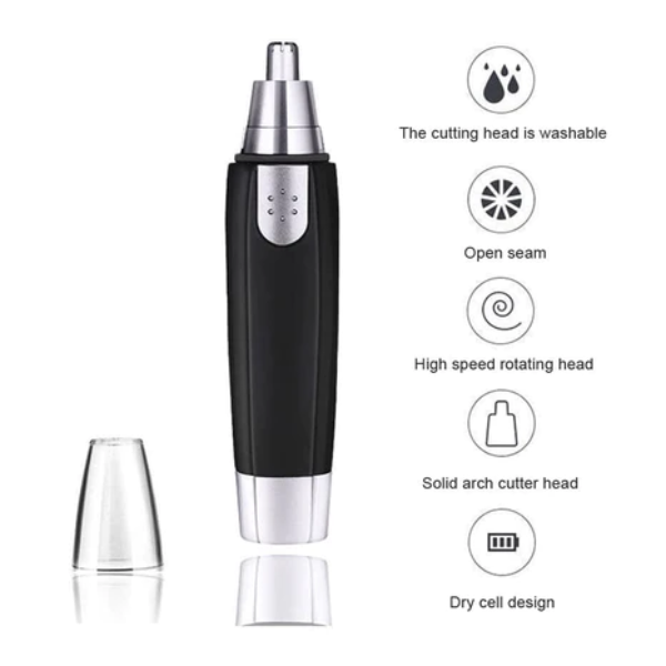 AIROTRON Sharp New Ear and Nose Hair Trimmer Professional Heavy Duty Steel Nose Clipper Battery-Operated Painless Ear and Nose Hair Trimmer, Electric Nose Hair Shaver ARTICLE NO HTENHTSD1M