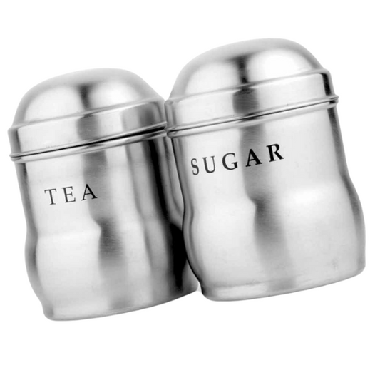 WELLMORA Silver Stainless Steel Belly shaped Canister Set of 2 (Tea,Coffee) 500ML kitchen containers set steel stainless steel storage container tea sugar canister ARTICLE NO HKSSTCSTD1M