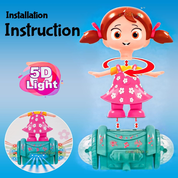 SOLO CITY Musical Dancing Girl Doll Activity Play Center Toy 360 Degree Rotating with Flashing Lights and Bump n Go Action Toys for Kids ARTICLE NO TYMDDWLD1M