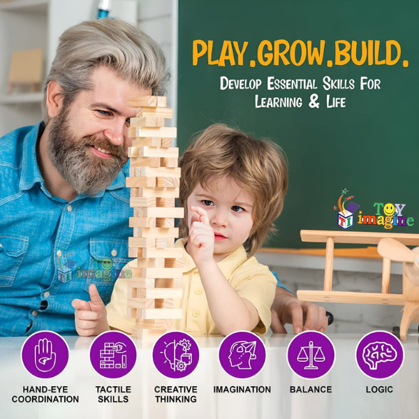 SOLO CITY Tumbling Tower Game for Kids and Adults, Wooden Blocks with 4 Dices Game|Stacking Game Challenging ARTICLE NO TYTTGJND1M