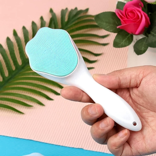 WELLMORA Silicone Face Scrubber Exfoliating Brush – Manual Handheld Facial Cleansing Brush for Gentle Skin Exfoliation, Deep Pore Cleansing, and Soft, Smooth Skin (1 Pc) ARTICLE NO HKSBBSBD5M