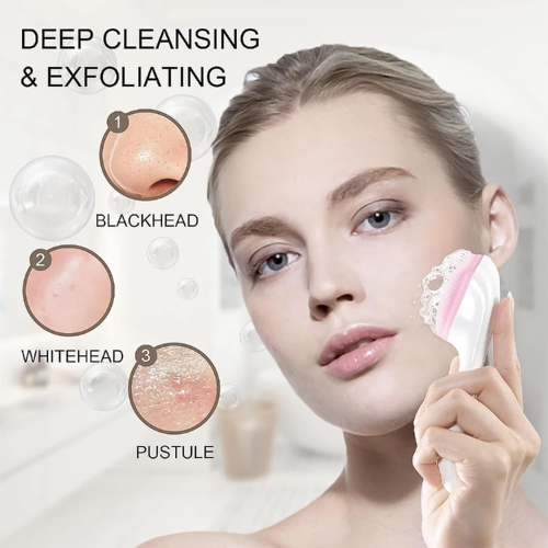 WELLMORA Silicone Face Scrubber Exfoliating Brush – Manual Handheld Facial Cleansing Brush for Gentle Skin Exfoliation, Deep Pore Cleansing, and Soft, Smooth Skin (1 Pc) ARTICLE NO HKSBBSBD5M