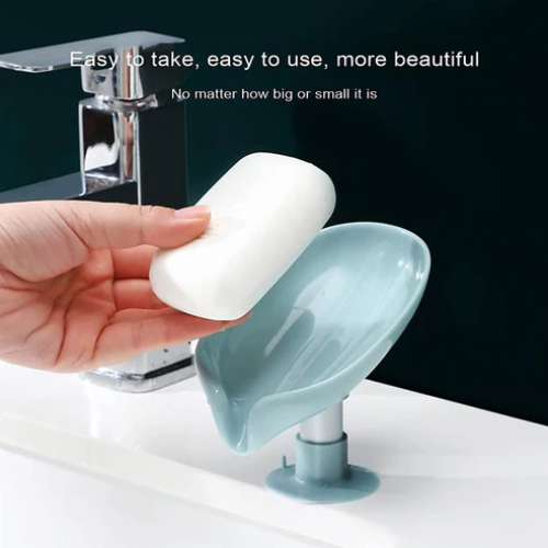 WELLMORA Soap Holder Leaf-Shape Self Draining Soap - with Suction Cup Soap Dish Suitable for Shower, Bathroom, Kitchen Sink (Multicolor) ARTICLE NO HKLSDBSHWD2M