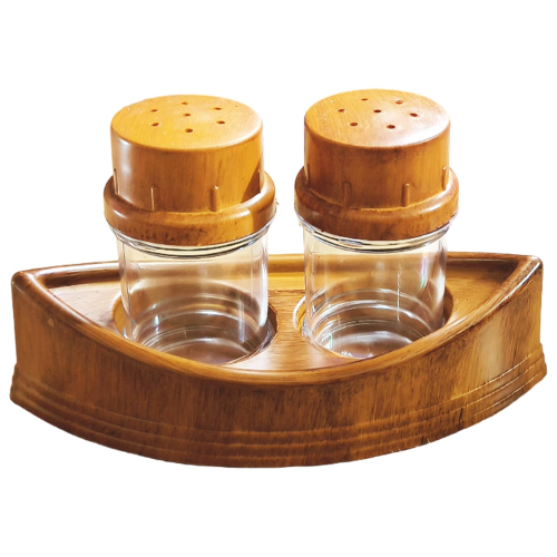 WELLMORA Dispenser for Kitchen, Salt and Pepper Sprinkler, Two Dispenser with Tray, BPA Free Plastic ARTICLE NO HKSPCWD2M