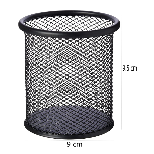 Aeronote Cylendrical Black Mesh Metal Desk Pen, Pencil and Other Stationery Organiser Holder, Use at Office, School and Home Pack of 1 ARTICLE NO STCSOHD1M