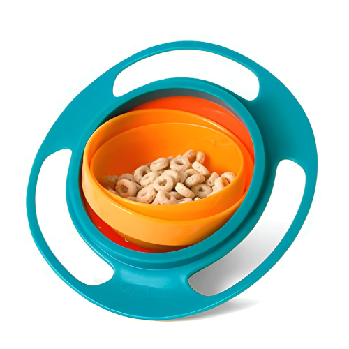 WELLMORA Bowl for Baby 1 Pc – Multicolor Non-Spill Toddler Feeding Bowl, 360° Rotating Spill-Proof Dish for Kids, Snack Container with Lid, BPA-Free, Easy to Clean, Mealtime Solution for Babies ARTICLE NO HKMSKSPWD2M