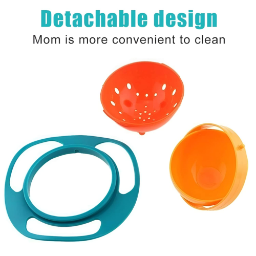 WELLMORA Bowl for Baby 1 Pc – Multicolor Non-Spill Toddler Feeding Bowl, 360° Rotating Spill-Proof Dish for Kids, Snack Container with Lid, BPA-Free, Easy to Clean, Mealtime Solution for Babies ARTICLE NO HKMSKSPWD2M