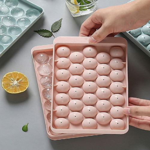 WELLMORA Plastic Mini Round Ice Cube Tray with Lid | Ice Ball Maker for Fresh Juice, Mocktails, Whiskey, Cocktails, Tea & Coffee | 33 Cavity, Easy Release & Stackable in Freezer ARTICLE NO HKDFTWDOR1M (Copy)