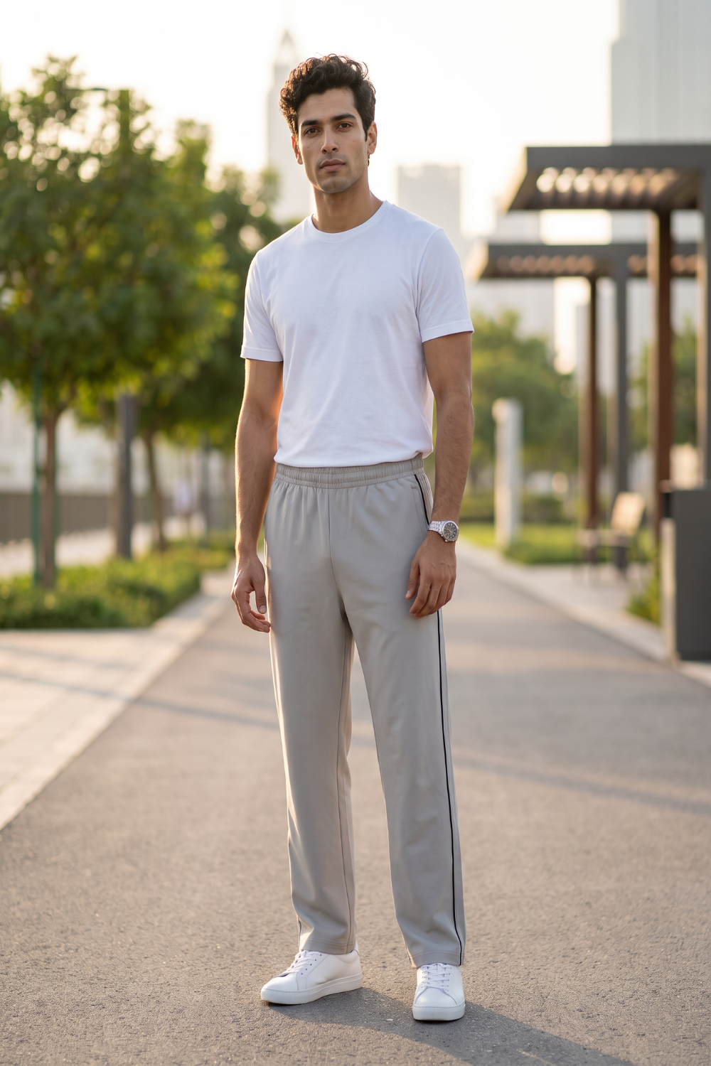 MOON FLY MEN SILVER ATHLETIC TRACK PANTS | REGULAR FIT | SOFT FABRIC | GYM, RUNNING & WALKING