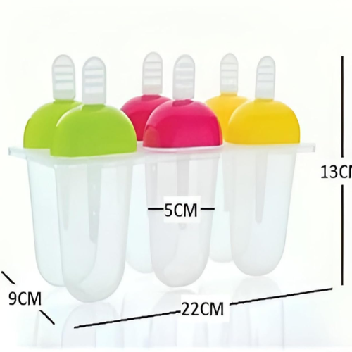 WELLMORA Plastic Reusable Popsicle Molds Ice Pop Makers Ice Pop Molds Kulfi Maker Mould, Candy Maker Plastic Popsicle Mold, Kids Ice Cream Tray Holder (Set of 6) (6 Mold Model-3, Multicolor) ARTICLE NO HKDFITWD2M