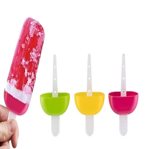 WELLMORA Plastic Reusable Popsicle Molds Ice Pop Makers Ice Pop Molds Kulfi Maker Mould, Candy Maker Plastic Popsicle Mold, Kids Ice Cream Tray Holder (Set of 6) (6 Mold Model-3, Multicolor) ARTICLE NO HKDFITWD2M
