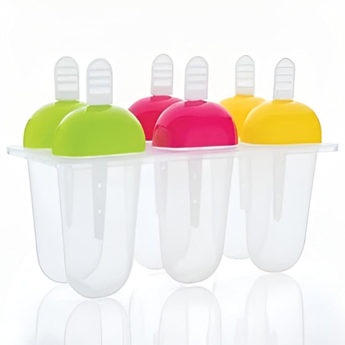 WELLMORA Plastic Reusable Popsicle Molds Ice Pop Makers Ice Pop Molds Kulfi Maker Mould, Candy Maker Plastic Popsicle Mold, Kids Ice Cream Tray Holder (Set of 6) (6 Mold Model-3, Multicolor) ARTICLE NO HKDFITWD2M