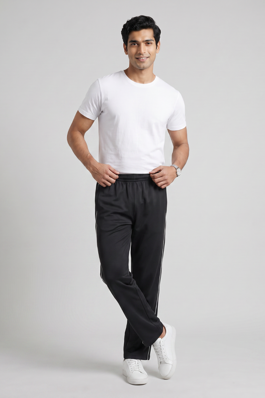 MOON FLY MEN COFFEE BLACK ATHLETIC TRACK PANTS | REGULAR FIT | SOFT FABRIC | GYM, RUNNING & WALKING