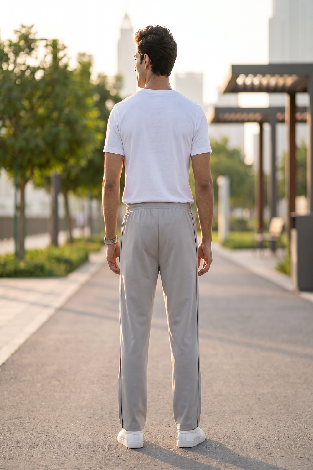 MOON FLY MEN SILVER ATHLETIC TRACK PANTS | REGULAR FIT | SOFT FABRIC | GYM, RUNNING & WALKING