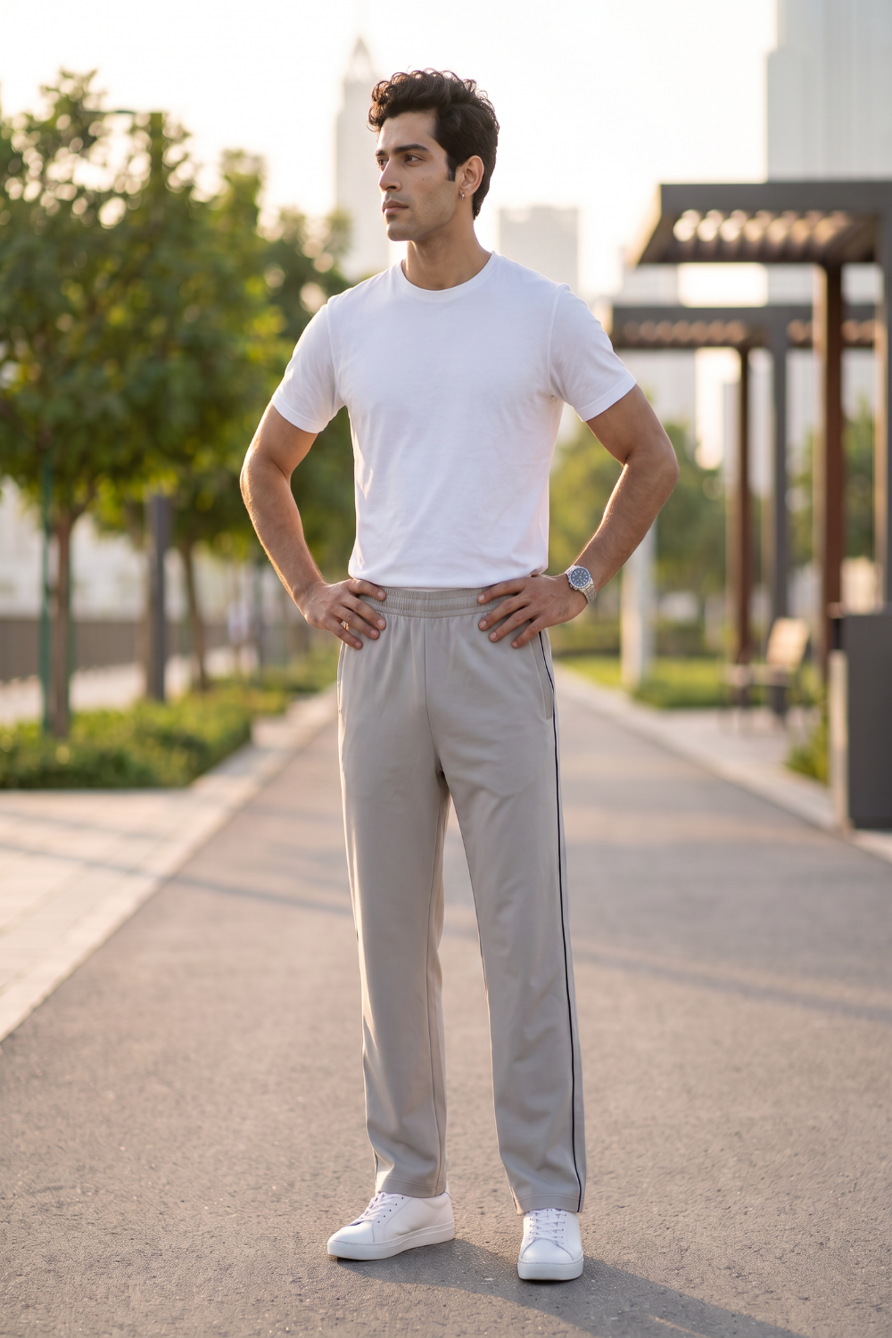 MOON FLY MEN SILVER ATHLETIC TRACK PANTS | REGULAR FIT | SOFT FABRIC | GYM, RUNNING & WALKING