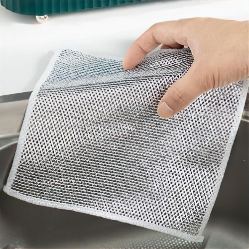 WELLMORA One-Sided Multipurpose Microfiber Cloths with Scrubber: The Ultimate Cleaning Companion19x19cm (5 Pcs.) ARTICLE NO HKSBBSBD19M