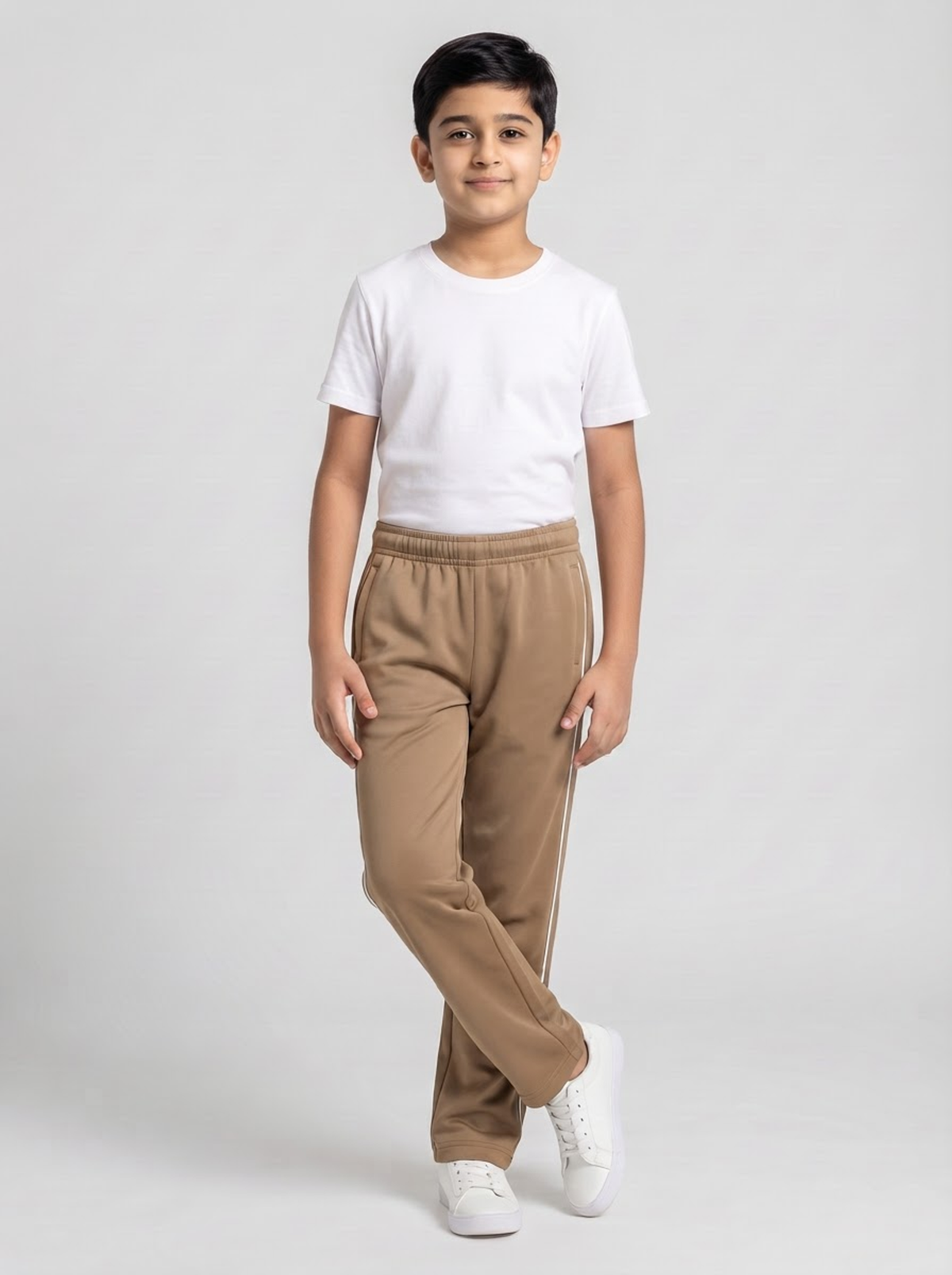 MOON FLY BOYS TRACK PANTS | SOLID BEIGE REGULAR FIT LOWER WITH ELASTIC WAIST & SIDE PIPING | CASUAL SPORTSWEAR JOGGERS FOR BOYS (Copy) (Copy) (Copy)