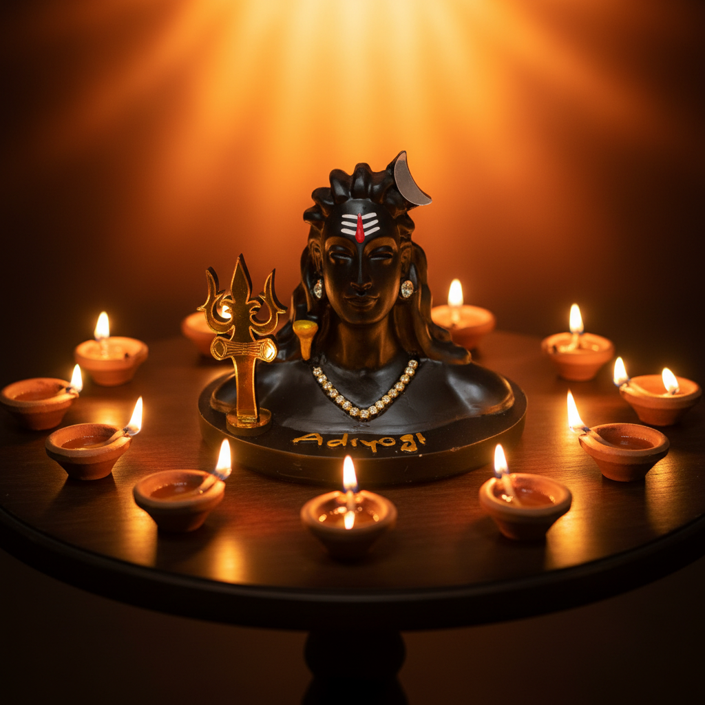 SPRINKLES Adiyogi Shiva Statue for Home Decor – Black Polyresin Idol for Meditation, Office Desk, Car Dashboard | Mahadev Murti Spiritual Gift for Men & Women ARTICLE NO GDLKSJISD5M