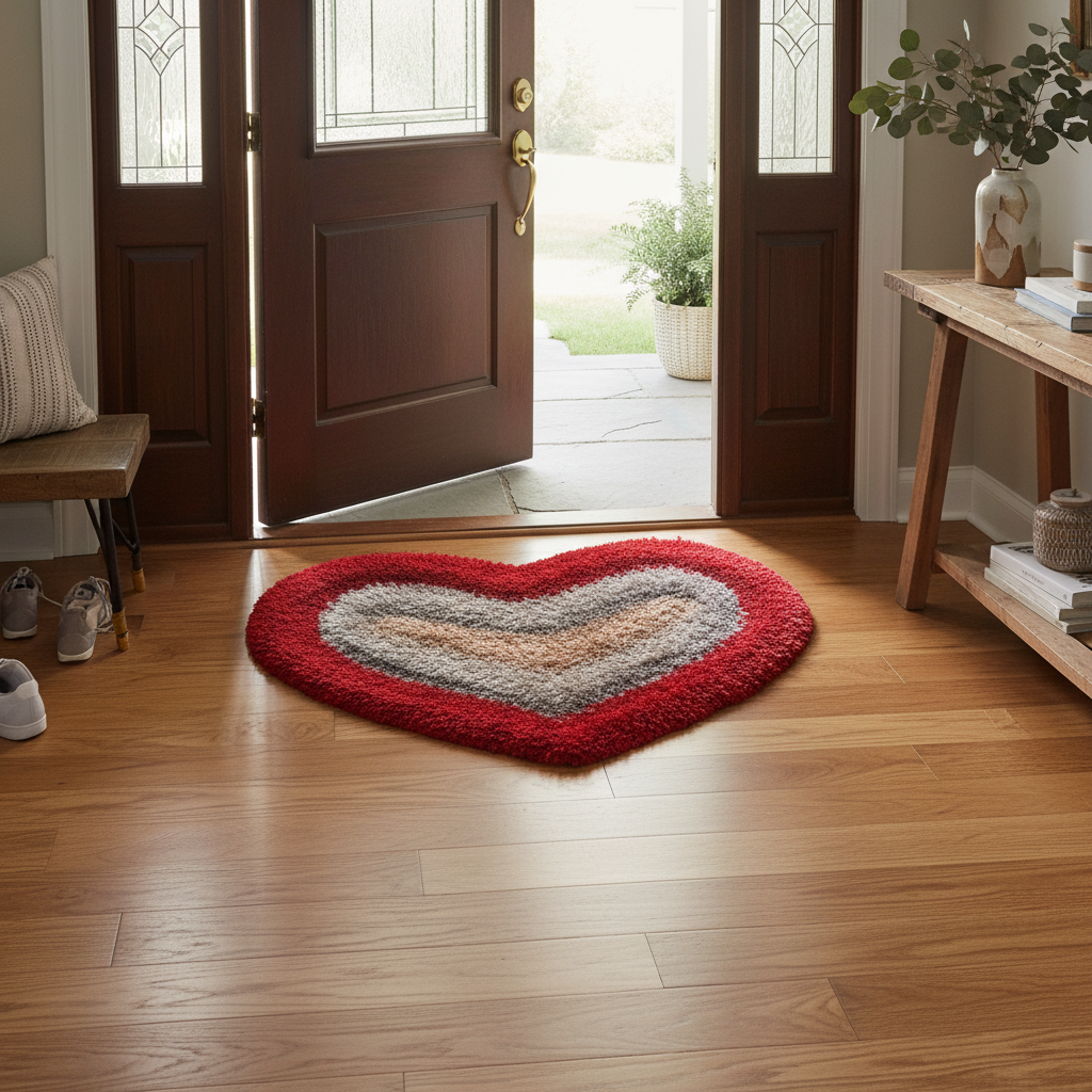 TINYSHADES Polyester Feather Heart Shape Doormats for Home ARTICLE NO HFTSDMD4M