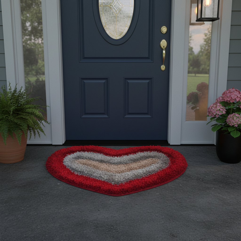 TINYSHADES Polyester Feather Heart Shape Doormats for Home ARTICLE NO HFTSDMD4M