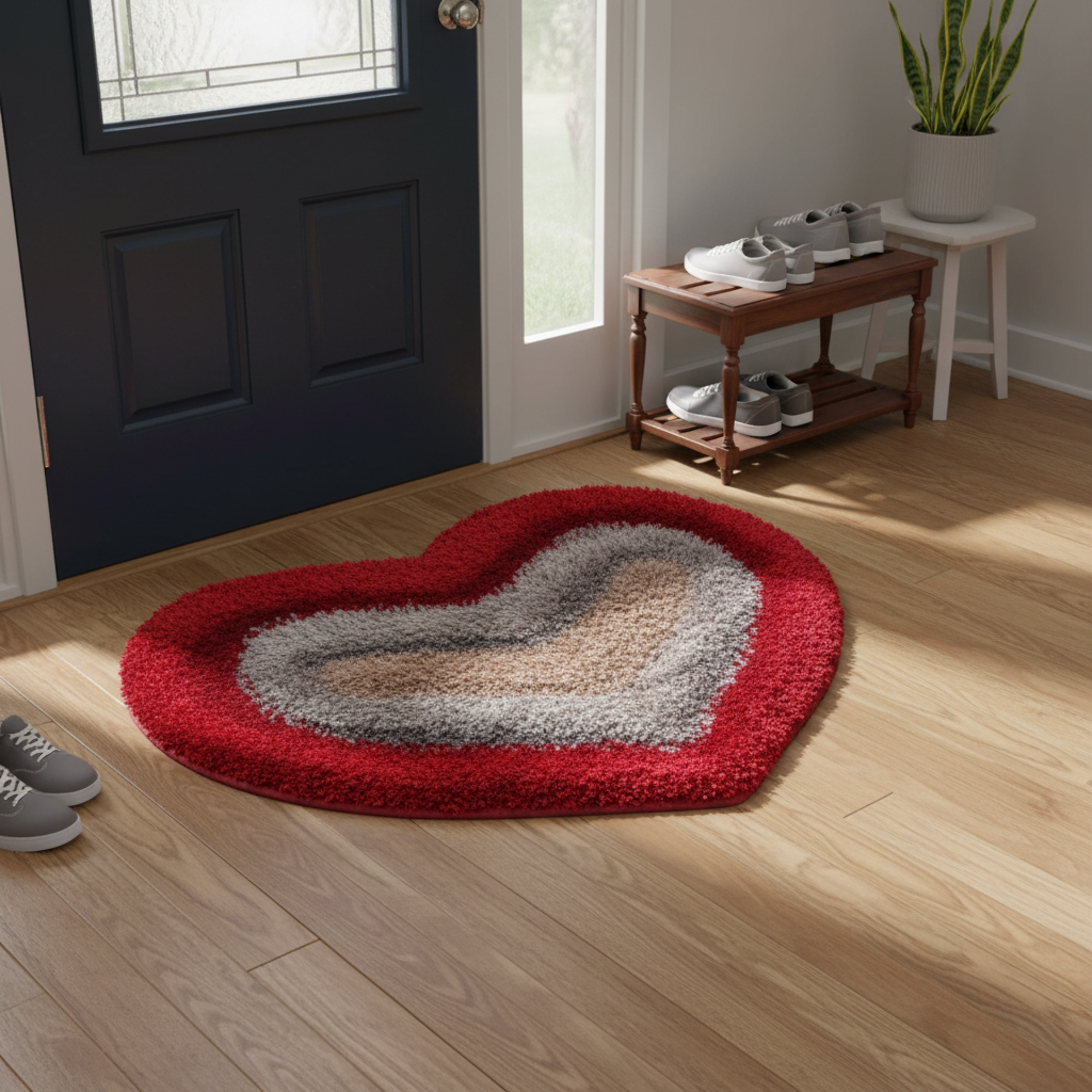 TINYSHADES Polyester Feather Heart Shape Doormats for Home ARTICLE NO HFTSDMD4M