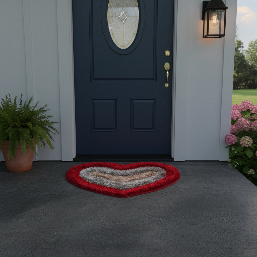 TINYSHADES Polyester Feather Heart Shape Doormats for Home ARTICLE NO HFTSDMD4M