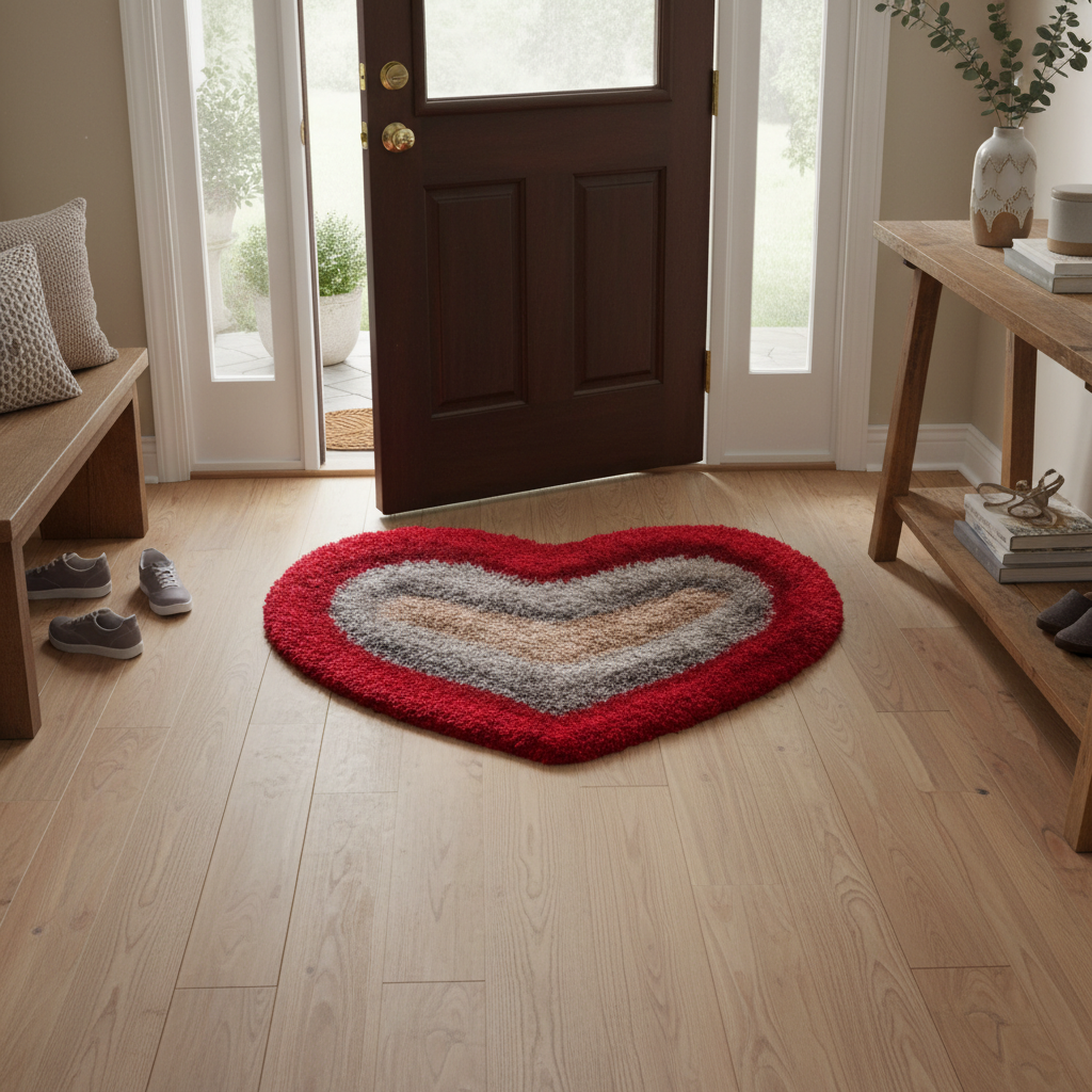 TINYSHADES Polyester Feather Heart Shape Doormats for Home ARTICLE NO HFTSDMD4M