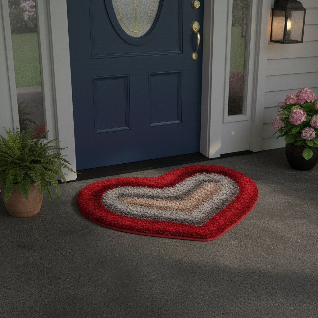 TINYSHADES Polyester Feather Heart Shape Doormats for Home ARTICLE NO HFTSDMD4M