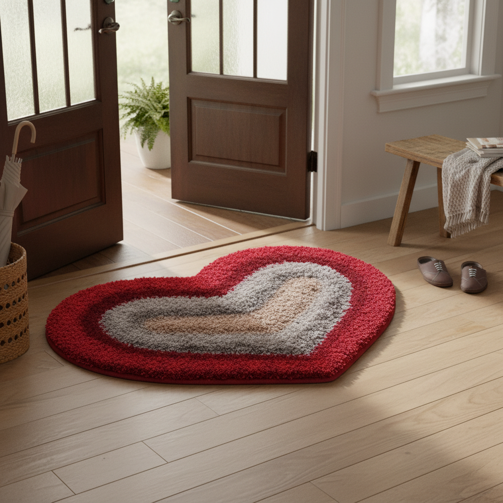 TINYSHADES Polyester Feather Heart Shape Doormats for Home ARTICLE NO HFTSDMD4M