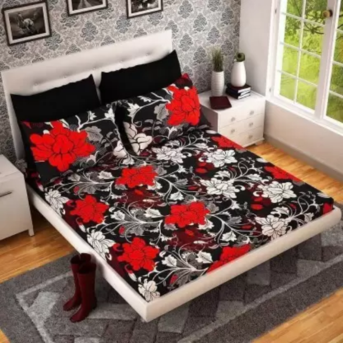 SPRINGSTONE POLYCOTTON DOUBLE PRINTED FLAT BEDSHEET ARTICLE NO HFDBSSD4M